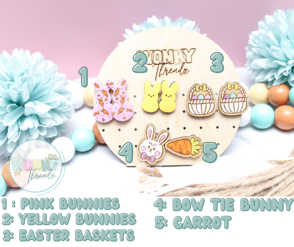 Handmade Wooden Easter Stud Earrings