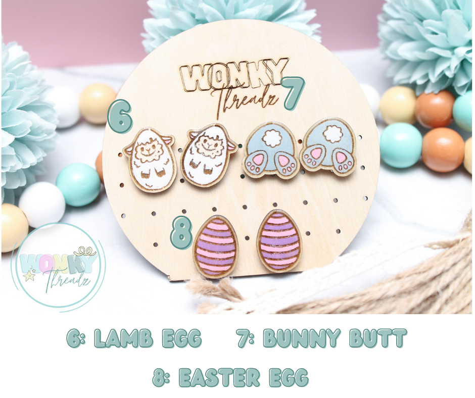 Handmade Wooden Easter Stud Earrings