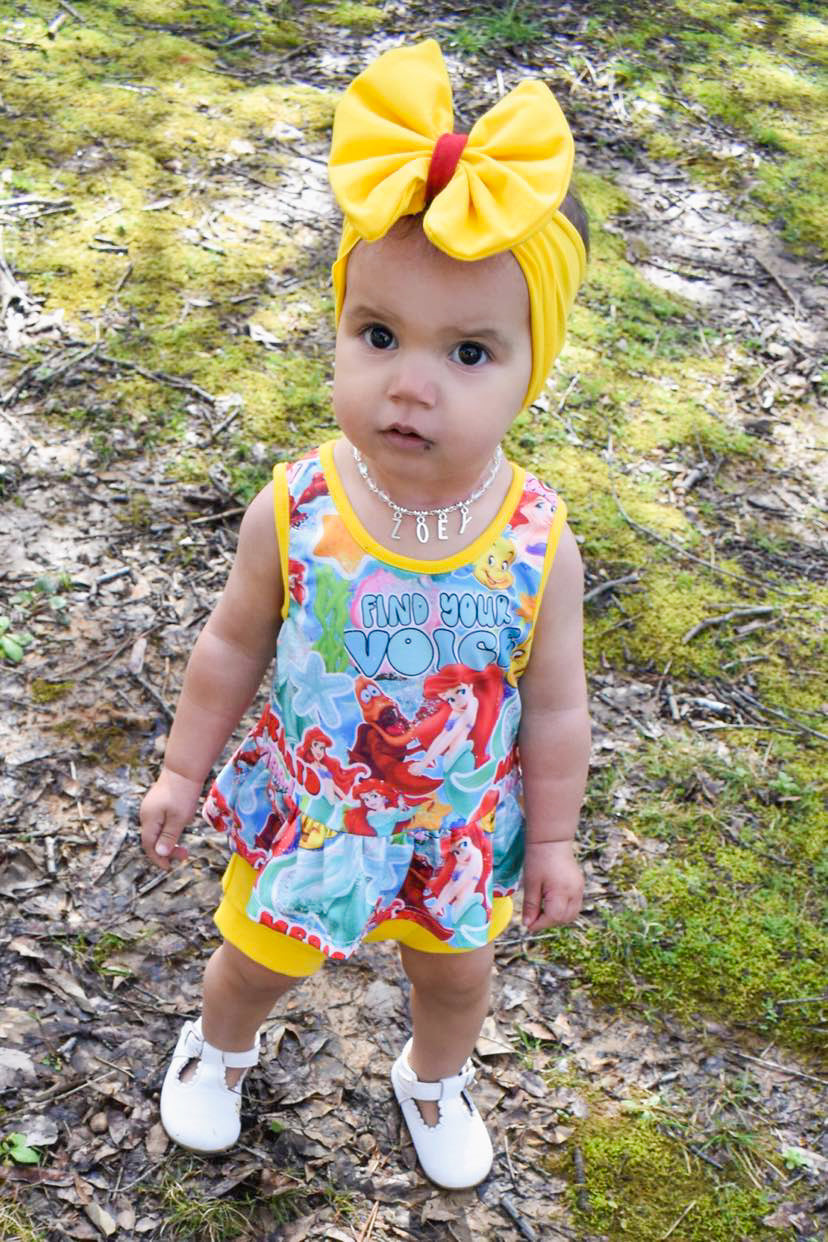 Under the Sea Peplum Set: Mermaid Peplum Top, Bummies, and Bow - Adorable Toddler & Baby Outfit