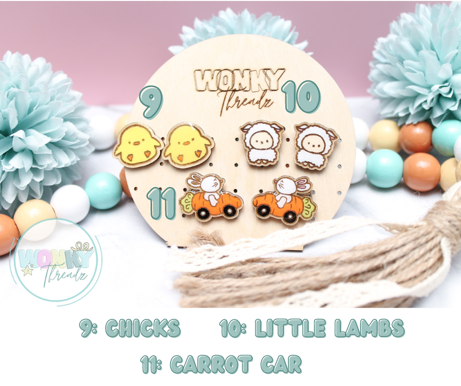 Handmade Wooden Easter Stud Earrings