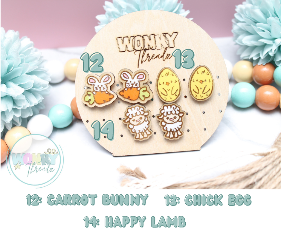 Handmade Wooden Easter Stud Earrings