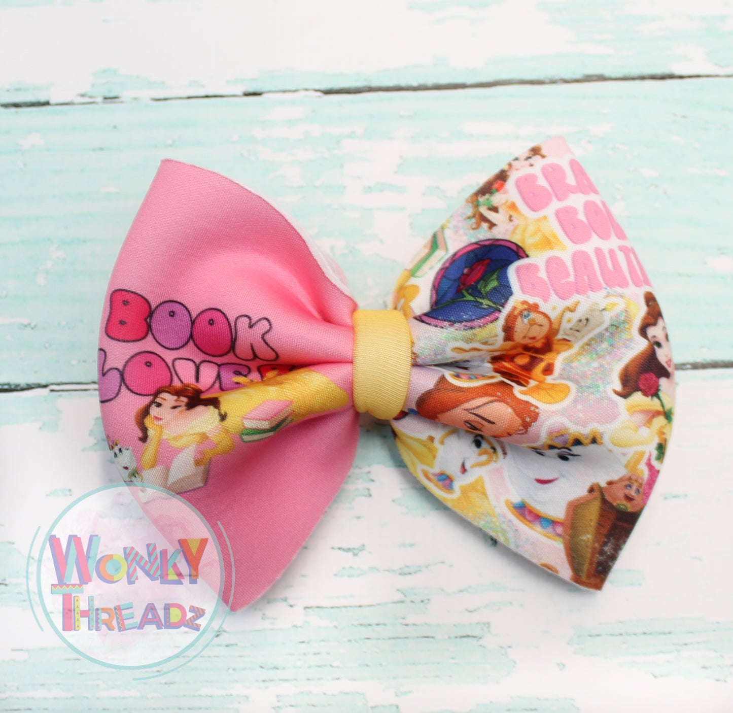 Beauty and the Beast Scuba Hair Bow -Book Lover Theme - Clip or Nylon Headband