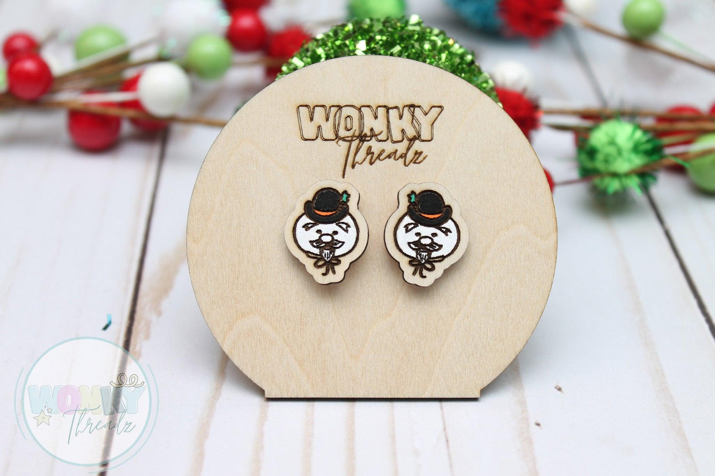 Winter Wonderland Movie-Inspired Snowman Stud Earrings - Wonky Threadz