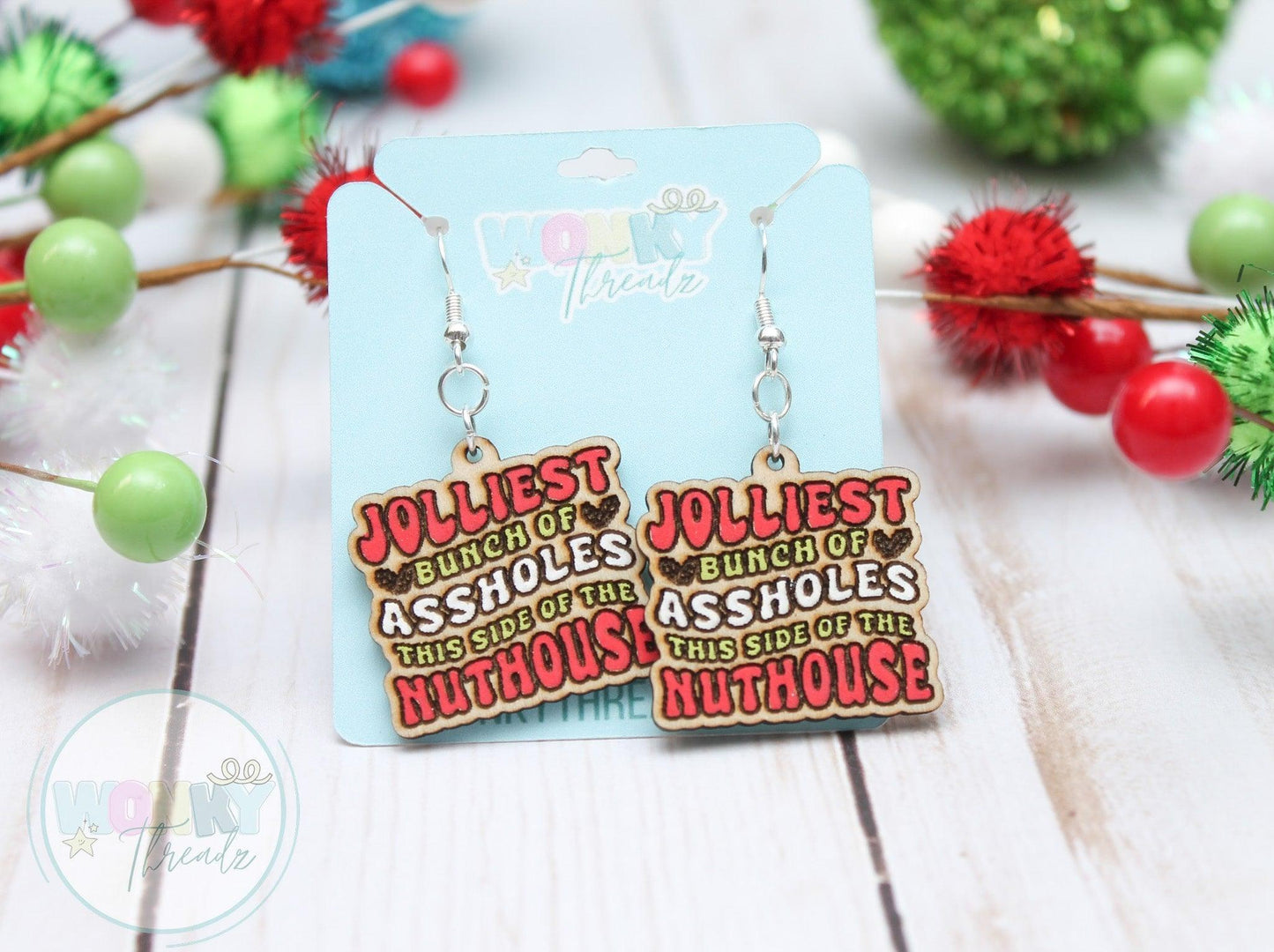 Hilarious Christmas Vacation Quote Dangle Earrings - Wonky Threadz