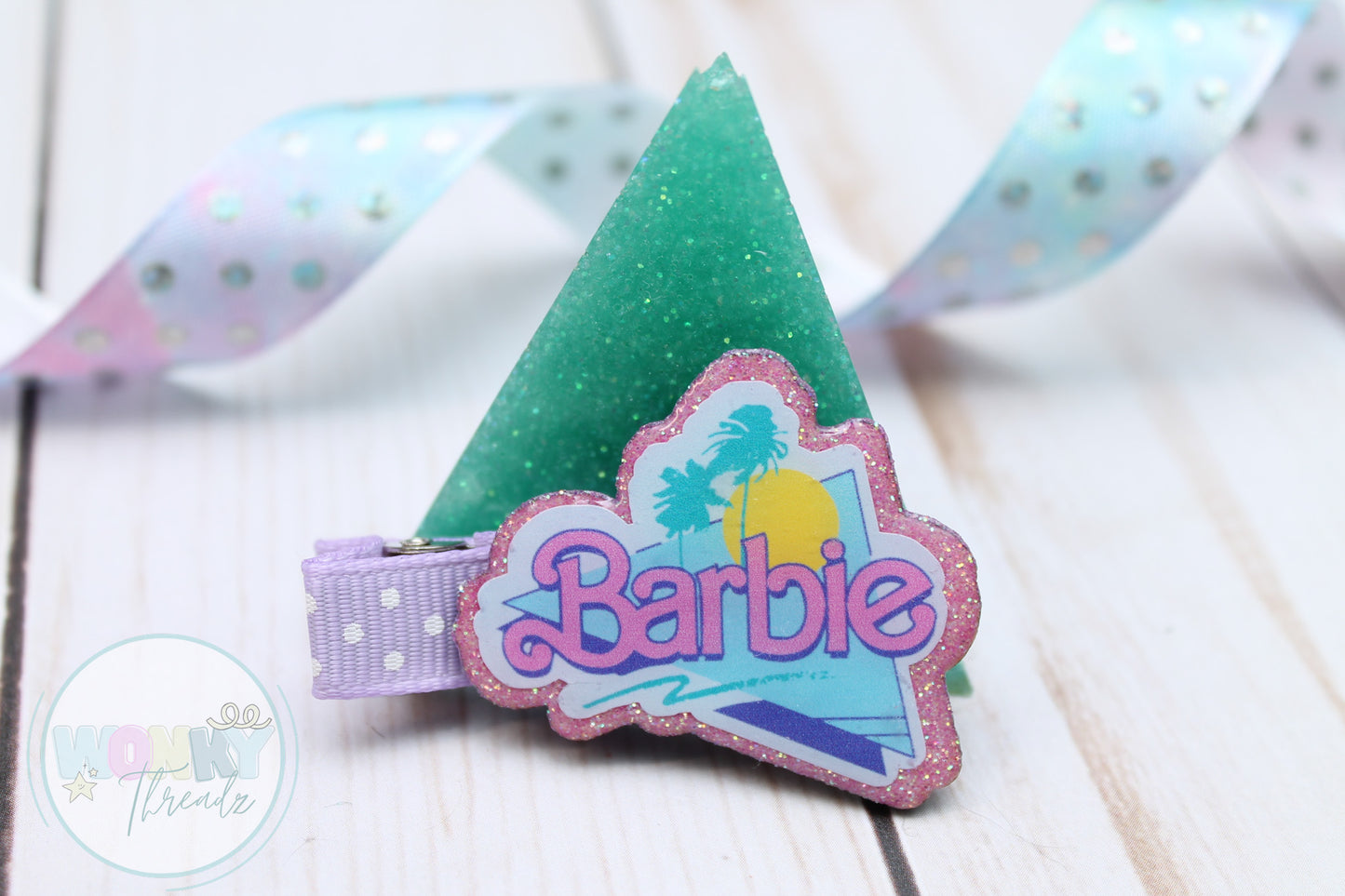 Vintage Barbie Logo Sparkle Hair Clip