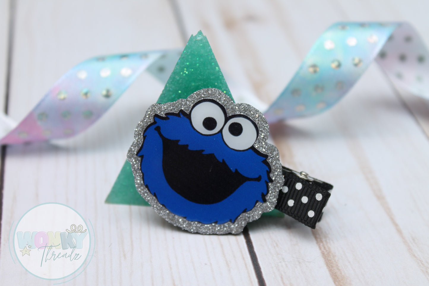 Cookie Monster Glitter Hair Clip
