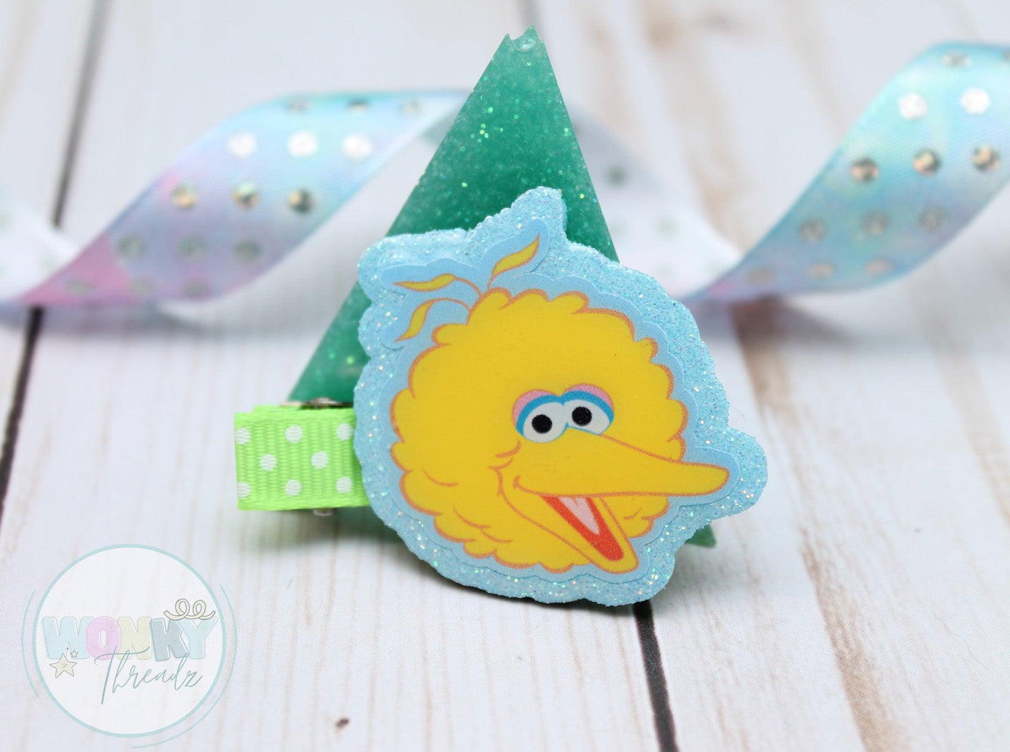 Big Bird Sparkle Sesame Street-Inspired Glittery Hair Clip - Wonky Threadz