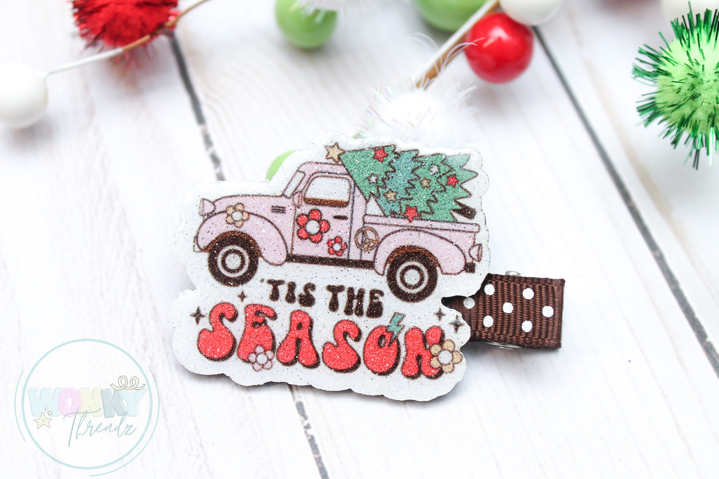 Vintage Truck Christmas Tree Hair Clip - 'Tis the Season