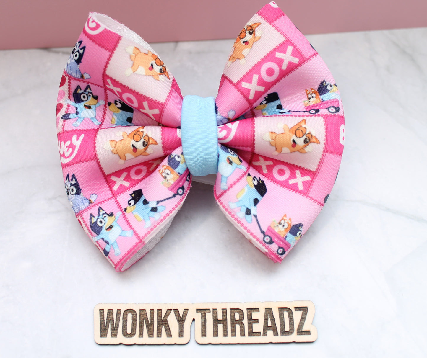 Loveable Pup Scuba Hair Bow - Valentine's Day Theme