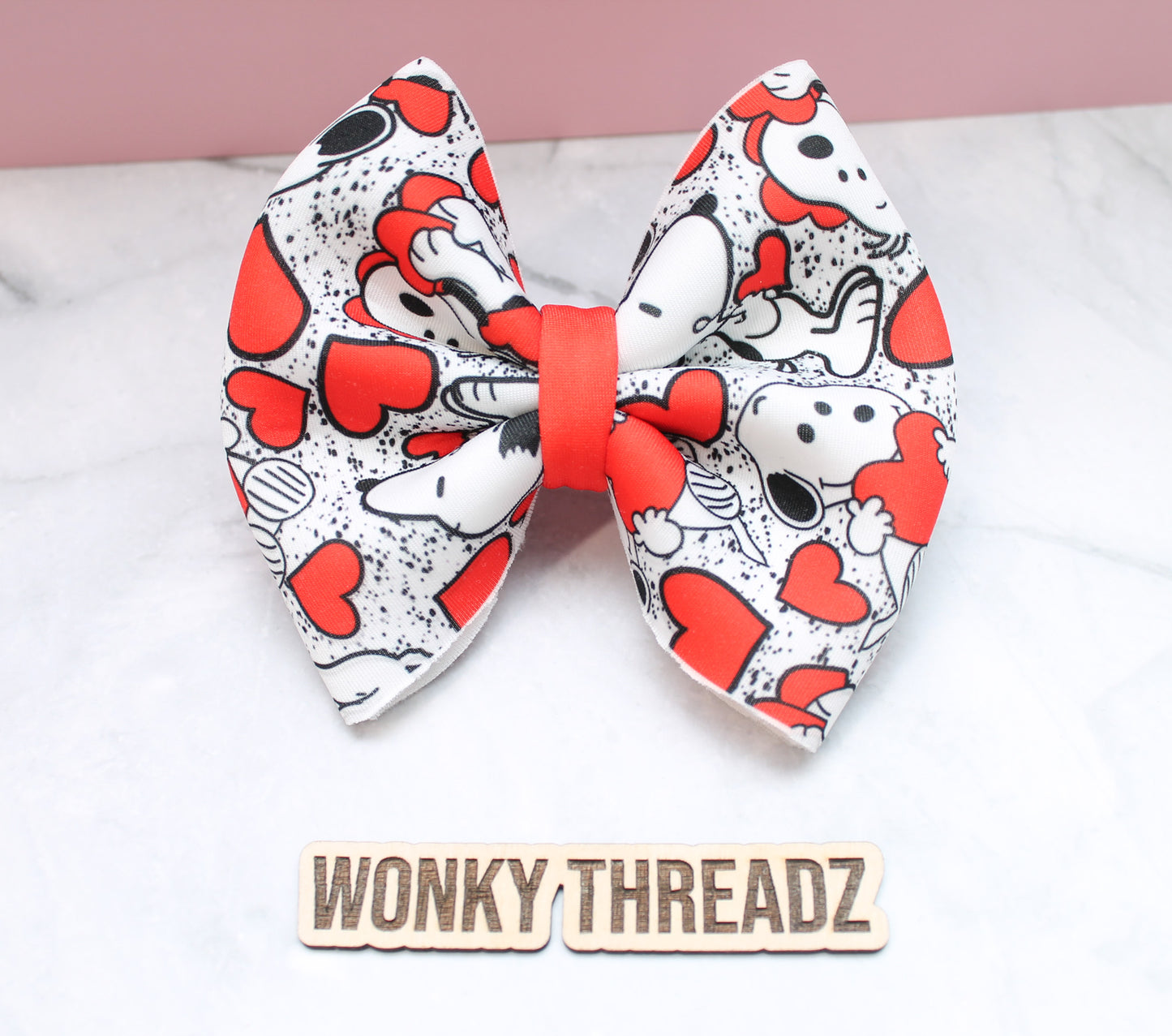 Heartwarming Pal Scuba Hair Bow - Valentine's Day Doggy Delight