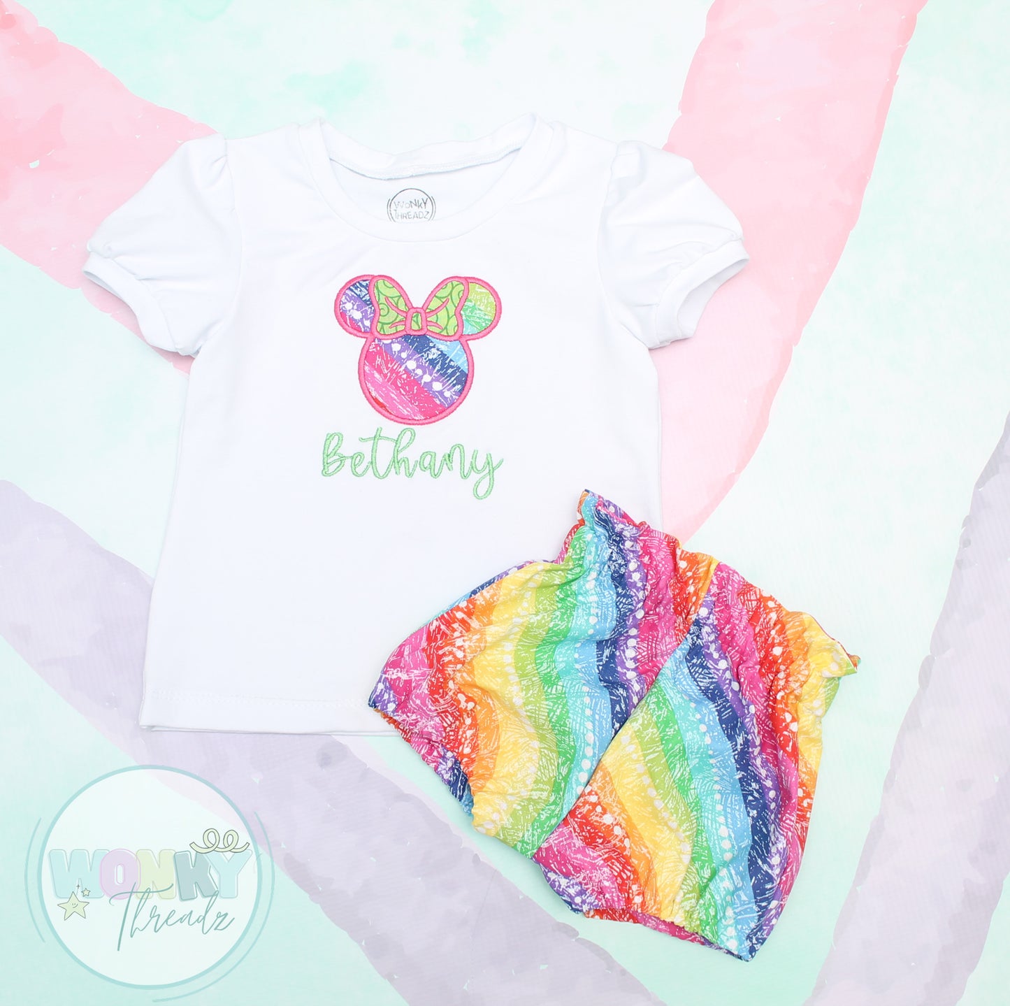 Personalized Mrs. Mouse Magical Shirt with Rainbow Applique