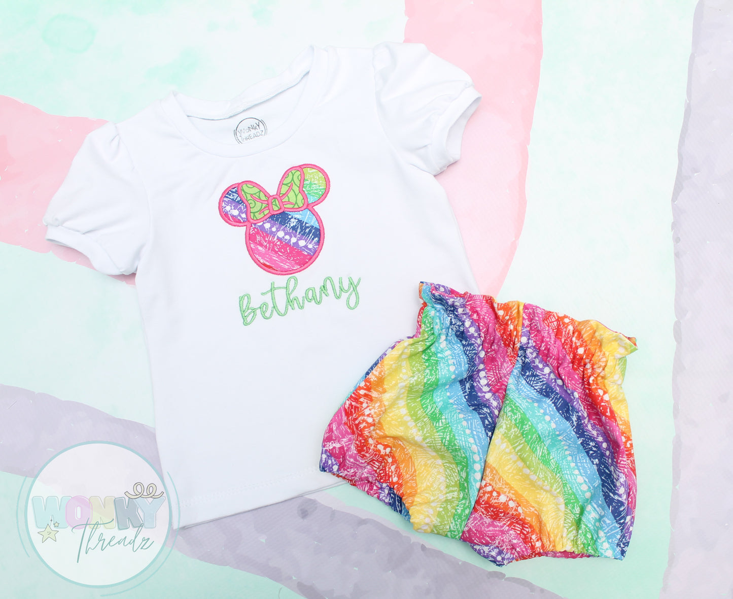 Personalized Mrs. Mouse Magical Shirt with Rainbow Applique