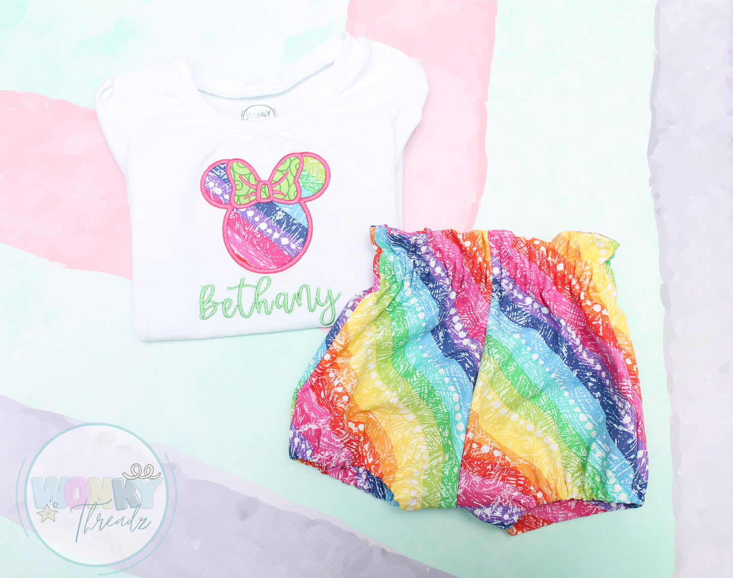 Personalized Mrs. Mouse Magical Shirt with Rainbow Applique