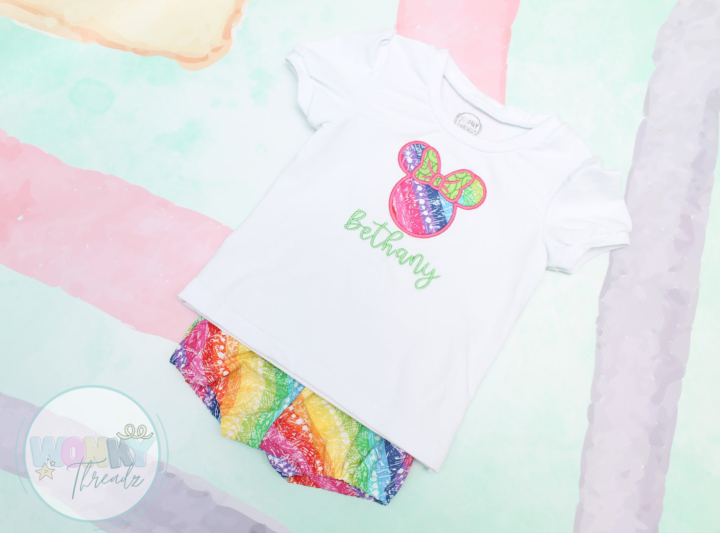 Personalized Mrs. Mouse Magical Shirt with Rainbow Applique