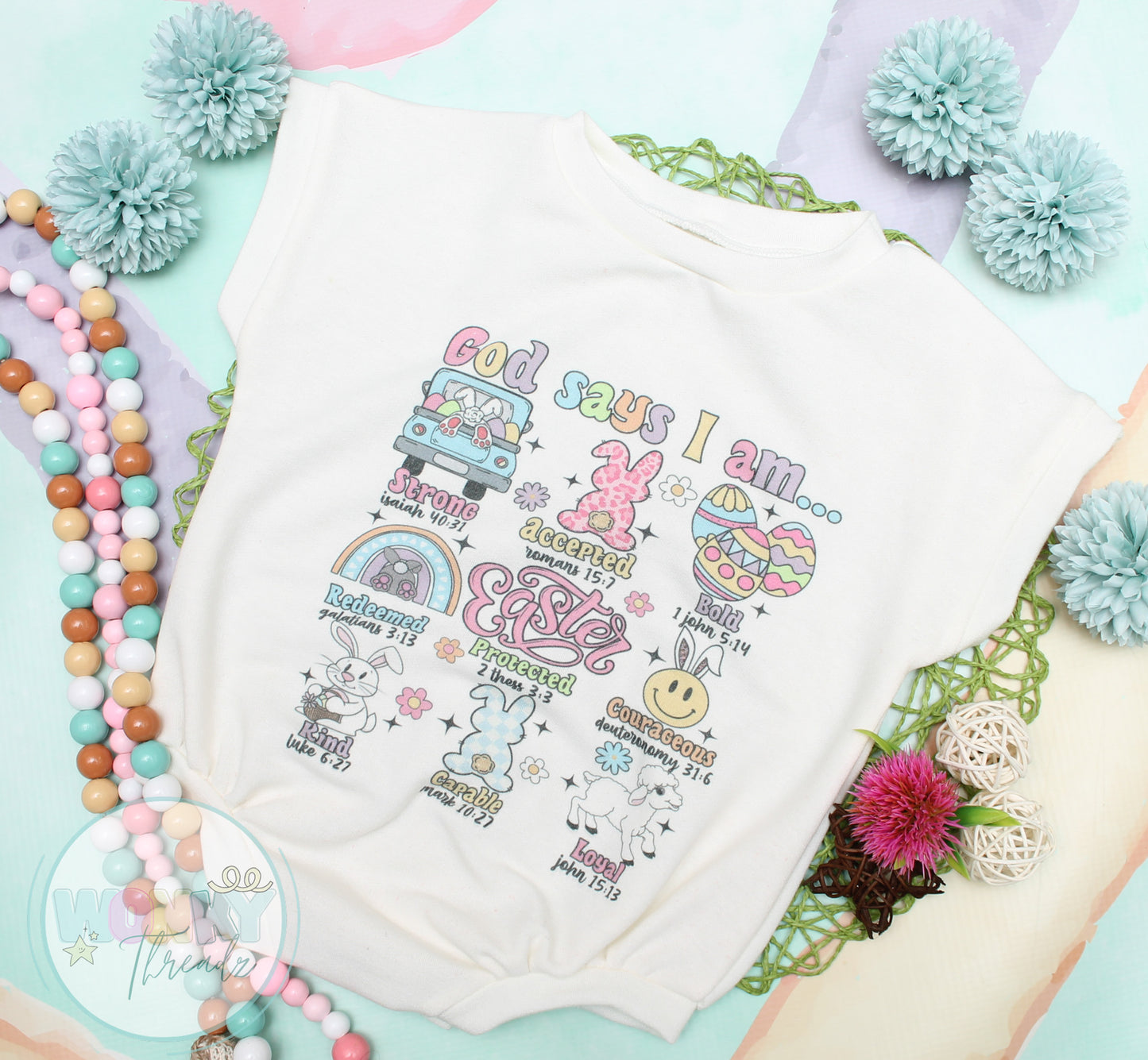 Handmade Easter Romper - Cream Short Sleeve Baby Outfit with Snaps