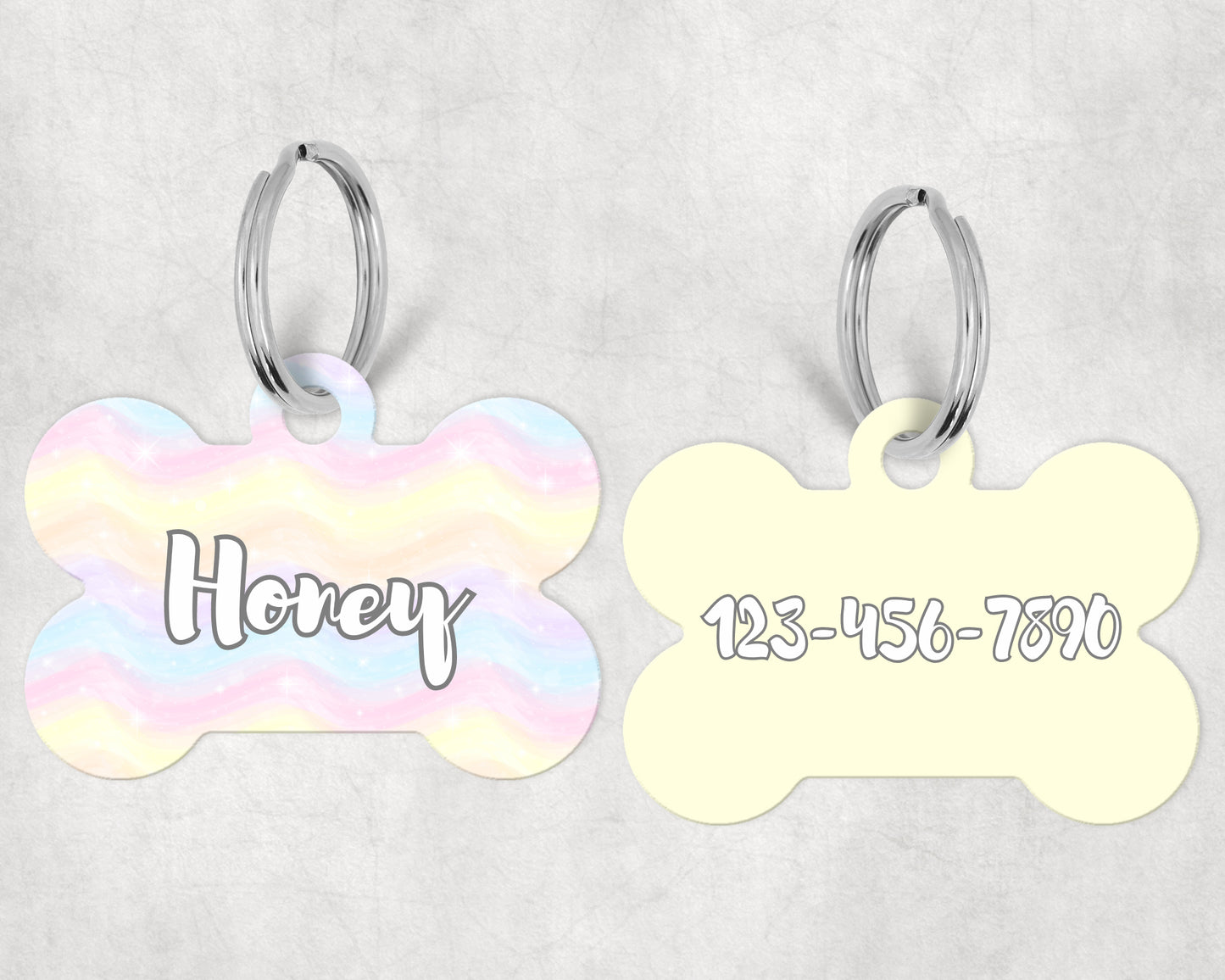 pastel rainbow pet tag