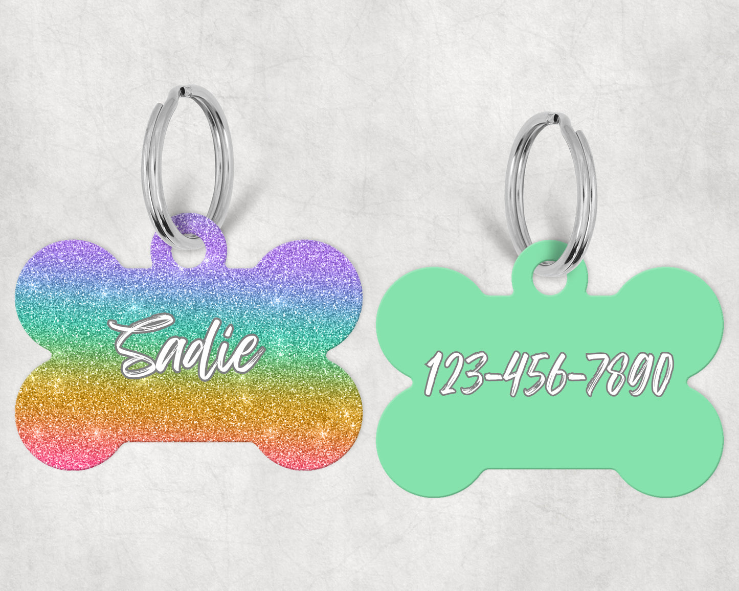 rainbow sparkle pet tag
