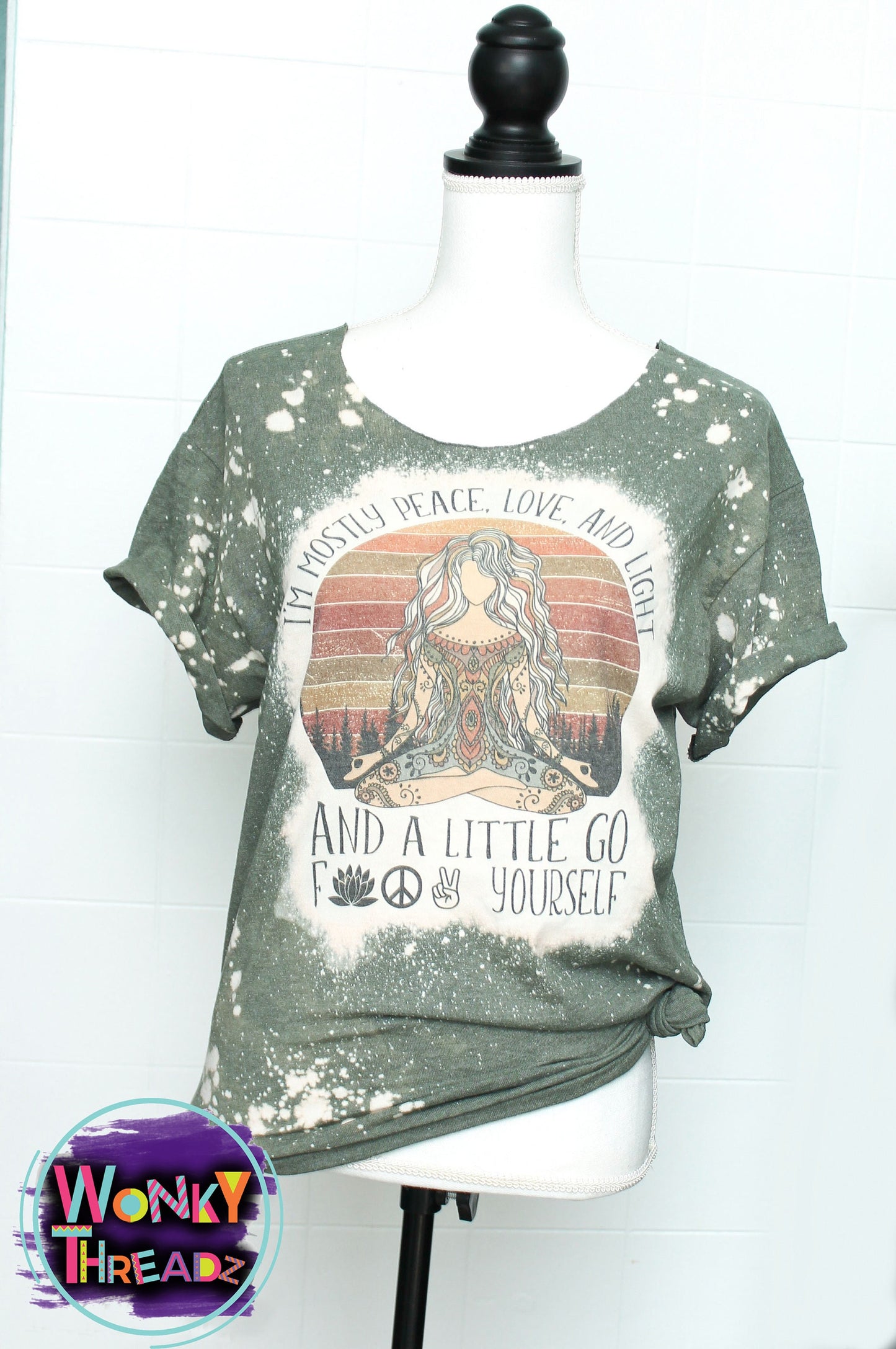 Peace Light and Love , Adult Humor Distressed Tee