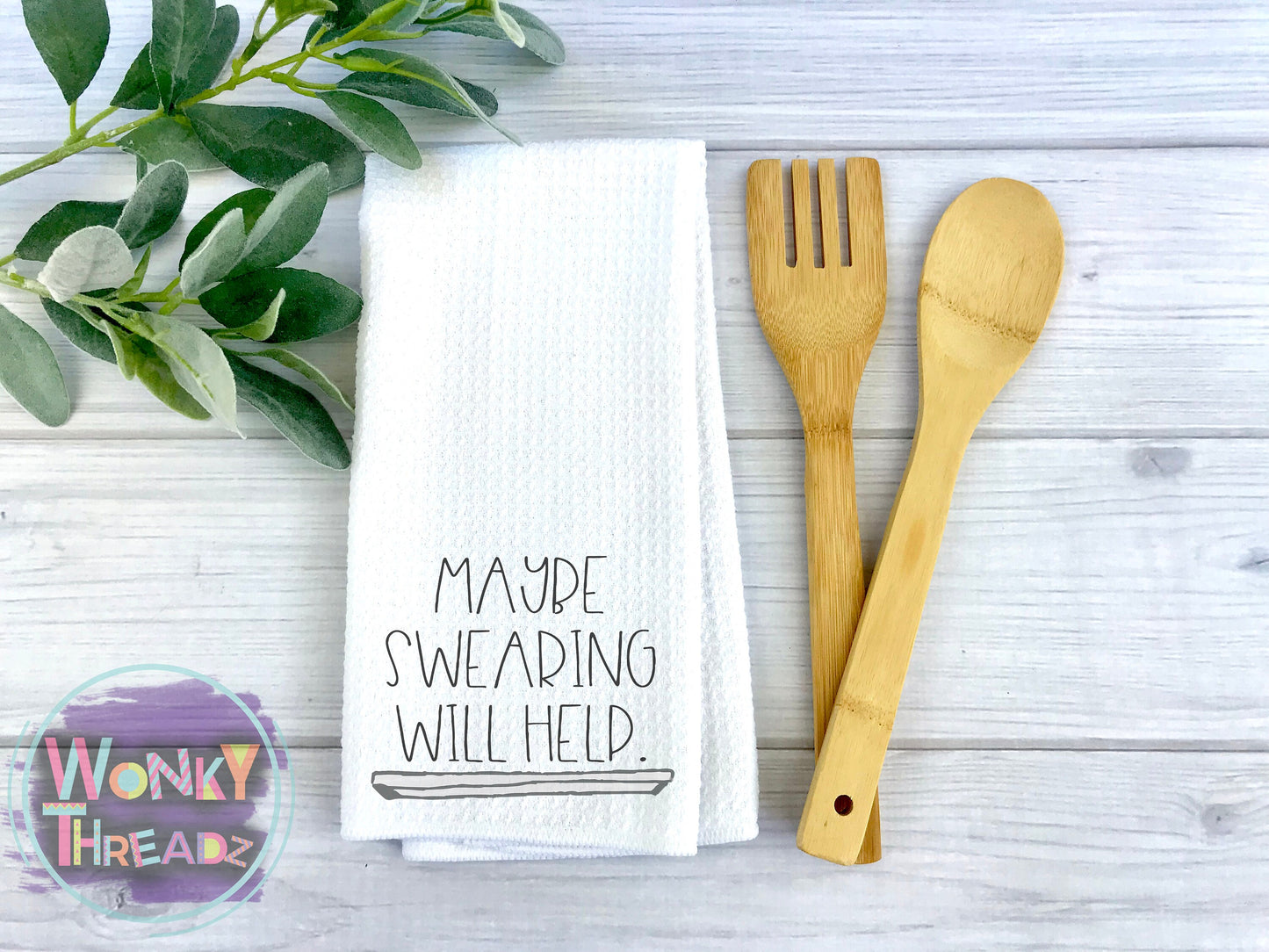 Maybe Swearing Will Help , Waffle Weave Kitchen Towel