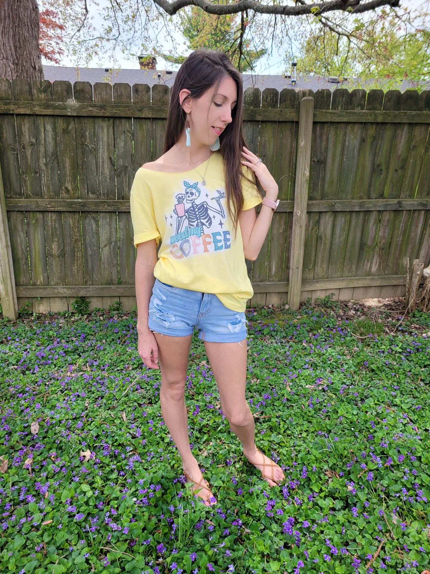 "Need My Coffee Distressed Tee"