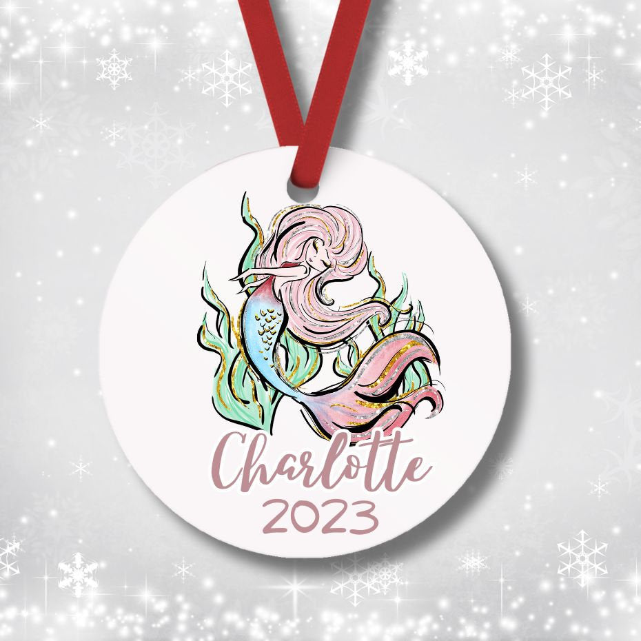 "Custom Glitter Mermaid Tail Ornament for a Magical Christmas Celebration"