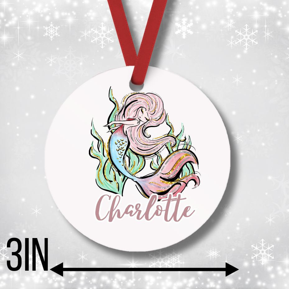 "Custom Glitter Mermaid Tail Ornament for a Magical Christmas Celebration"