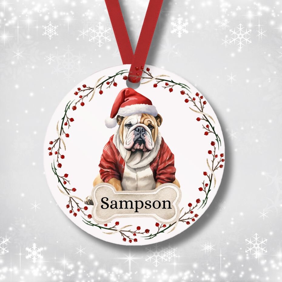 Personalized Bulldog Christmas Ornament