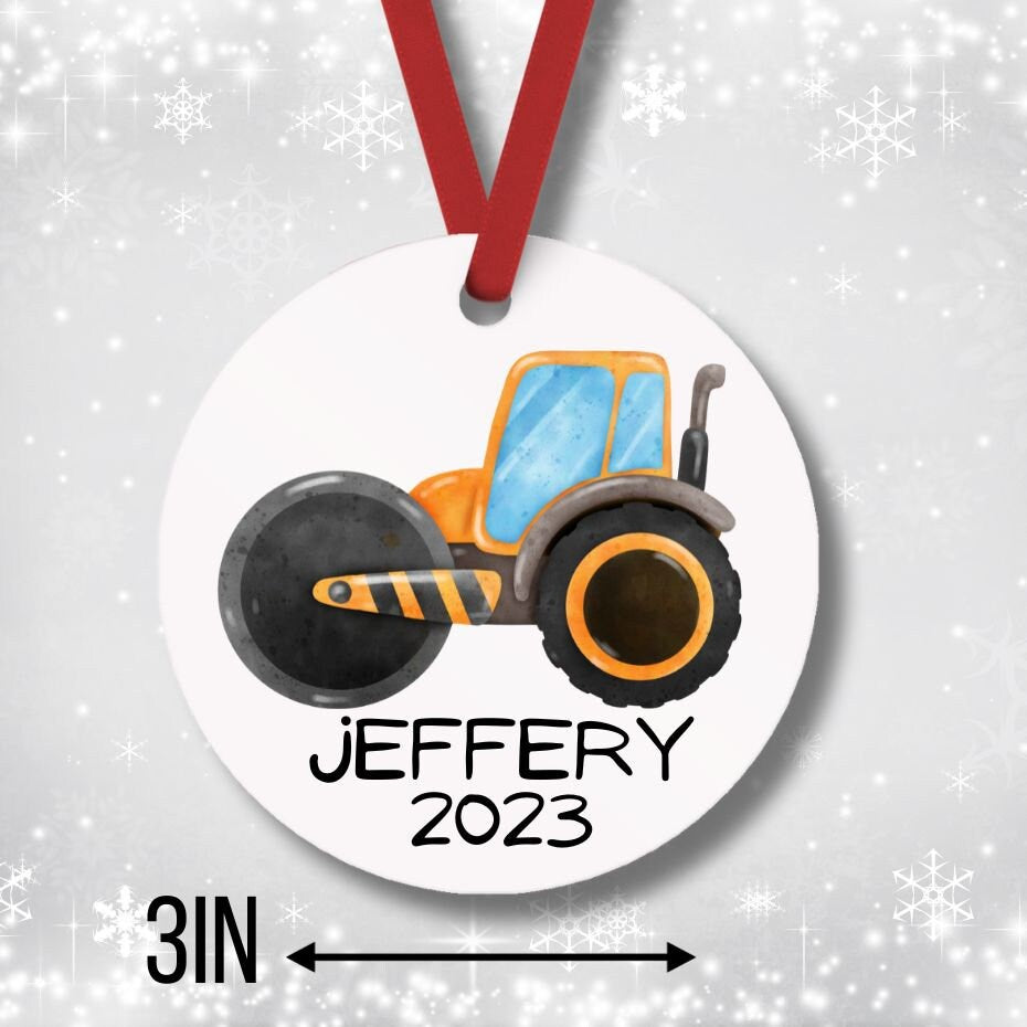 "Personalized Steamroller Christmas Ornament - Unique custom ornament for holiday decor, add a special touch to your tree this season."
