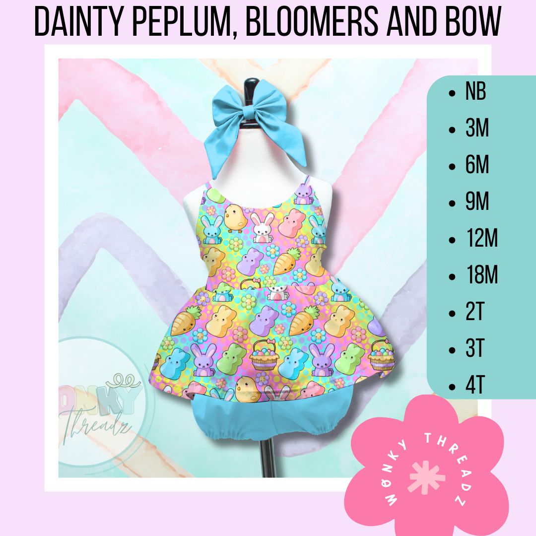 Dainty Peplum w/ Bloomers and Bow