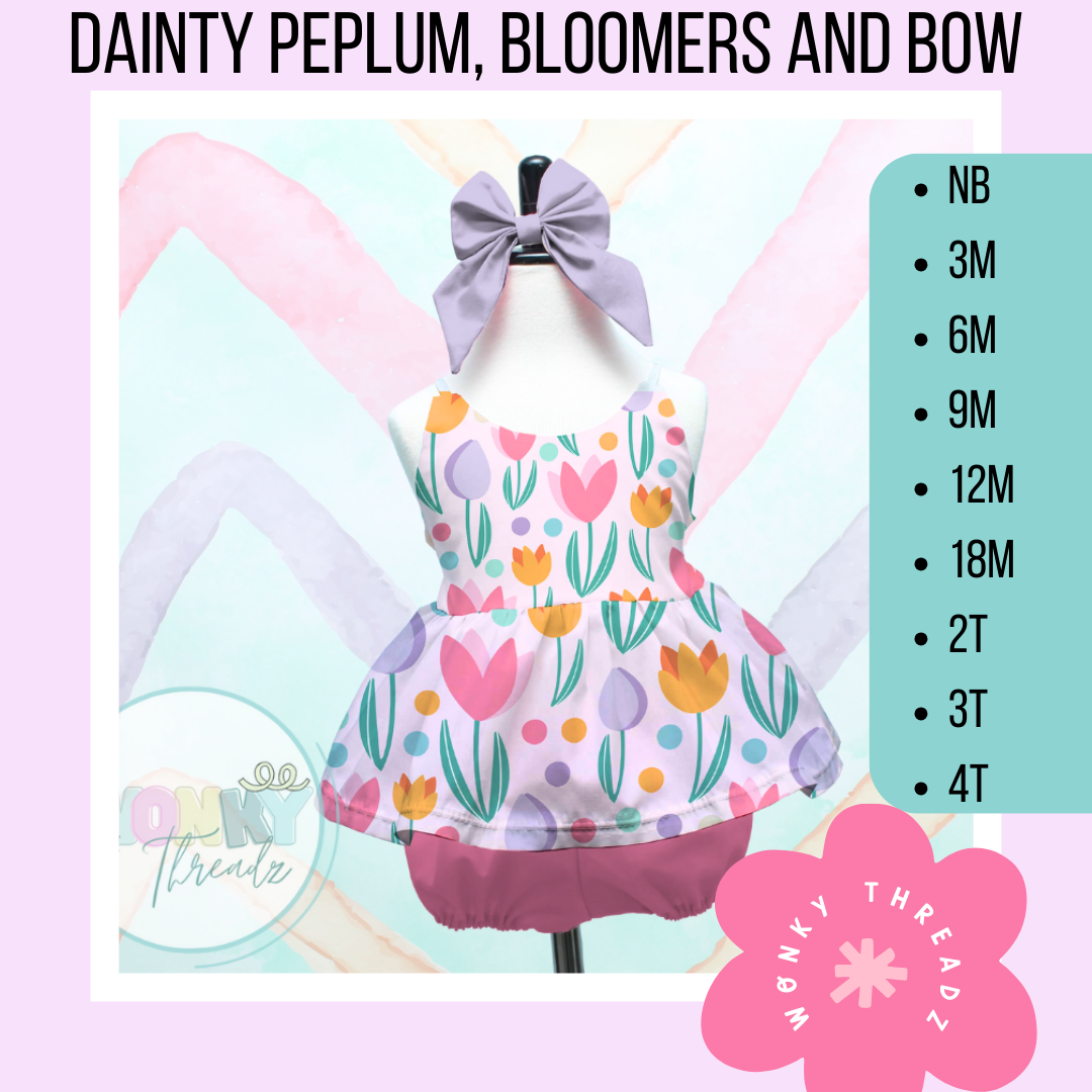 Dainty Peplum w/ Bloomers and Bow