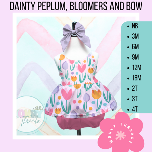 Dainty Peplum w/ Bloomers and Bow