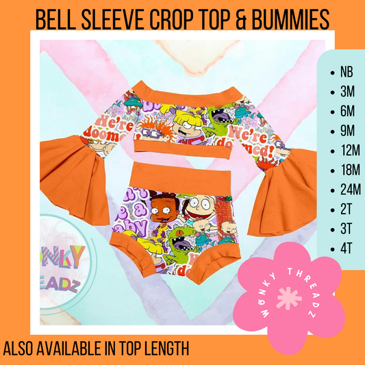 Bell Sleeve Crop Top & Matching Bummies
