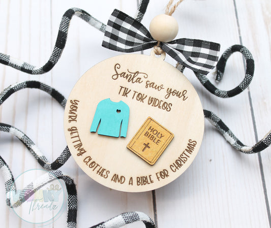 Santa's TikTok Verdict Wooden Christmas Ornament