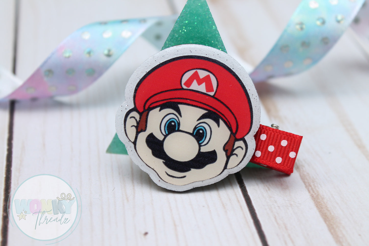 Mario Glitter Hair Clip