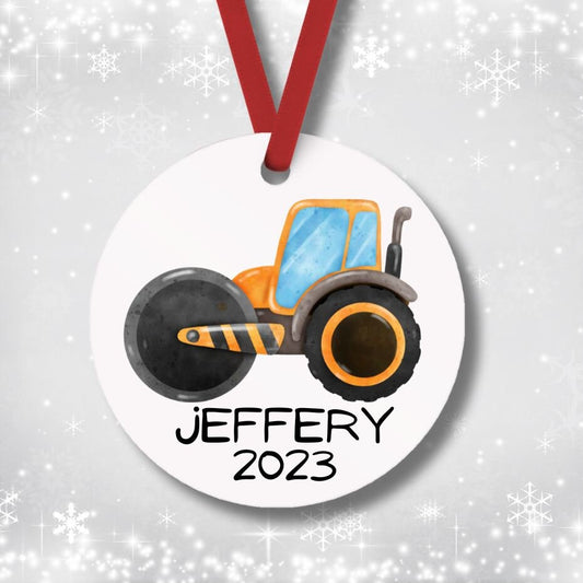 "Personalized Steamroller Christmas Ornament - Unique custom ornament for holiday decor, add a special touch to your tree this season."